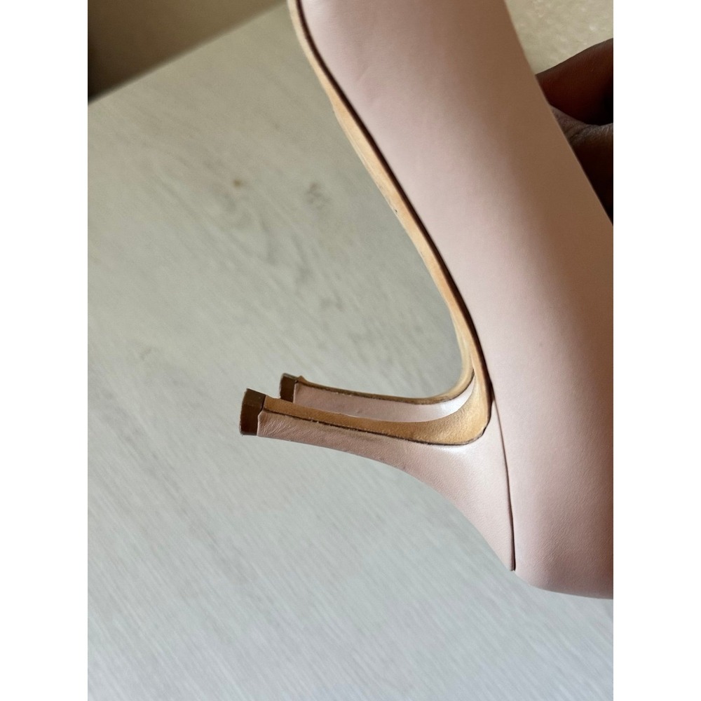 Tory Burch Chelsea Cap-Toe Pumps Blush Pink Leather Gold Logo Heels 8 - Picture 10 of 11